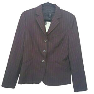 THE LIMITED Stretch Womens Black Maroon Pin Striped Blazer Jacket Size Medium